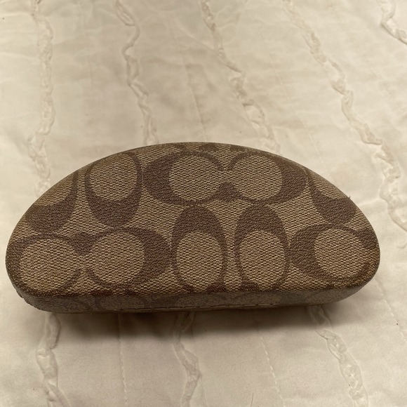 Coach Hard Shell Eye‎ Glass Case Signature Brown Logo w/ Cloth - Picture 4 of 9